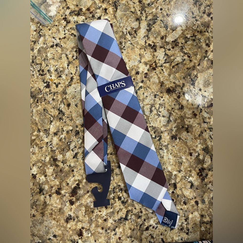 🔴 3 for $15 🆕 Chaps Men’s Striped Neck Tie Blue Grey Purple